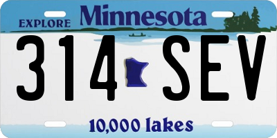 MN license plate 314SEV