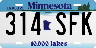 MN license plate 314SFK