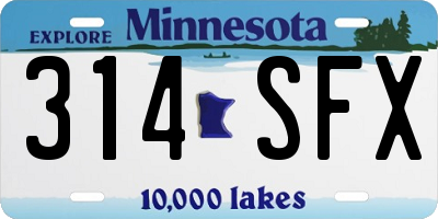 MN license plate 314SFX