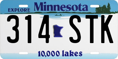 MN license plate 314STK