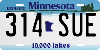 MN license plate 314SUE