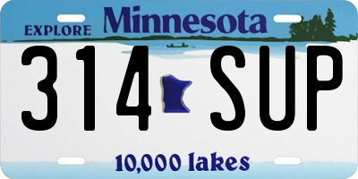 MN license plate 314SUP