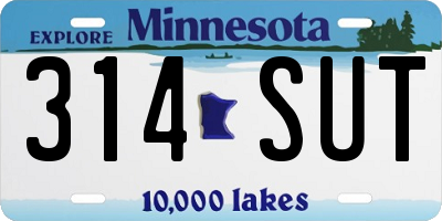 MN license plate 314SUT