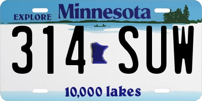 MN license plate 314SUW