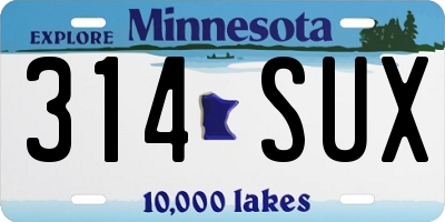 MN license plate 314SUX