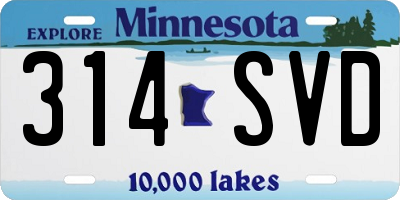 MN license plate 314SVD