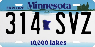 MN license plate 314SVZ