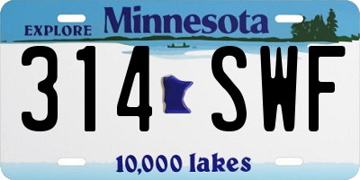 MN license plate 314SWF