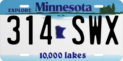 MN license plate 314SWX