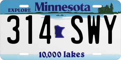 MN license plate 314SWY