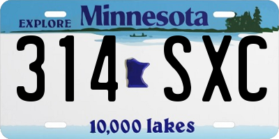 MN license plate 314SXC