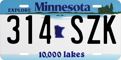 MN license plate 314SZK