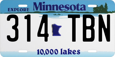 MN license plate 314TBN