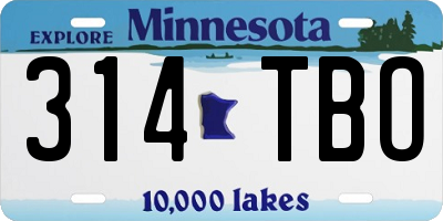 MN license plate 314TBO