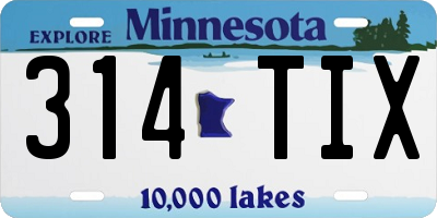 MN license plate 314TIX