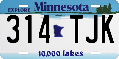 MN license plate 314TJK