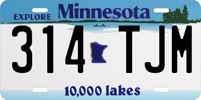 MN license plate 314TJM