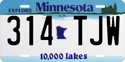 MN license plate 314TJW