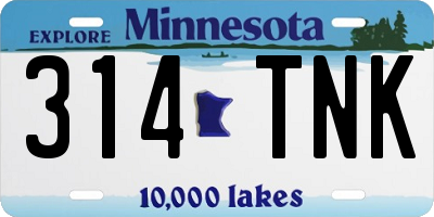 MN license plate 314TNK