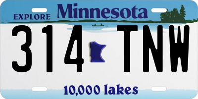MN license plate 314TNW
