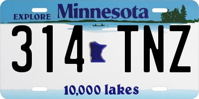 MN license plate 314TNZ