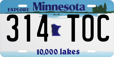MN license plate 314TOC