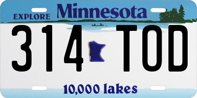 MN license plate 314TOD