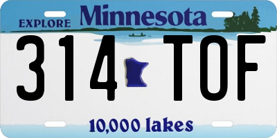 MN license plate 314TOF
