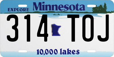 MN license plate 314TOJ