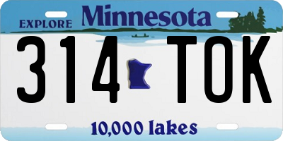 MN license plate 314TOK