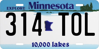 MN license plate 314TOL