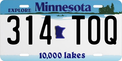 MN license plate 314TOQ