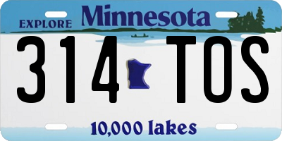 MN license plate 314TOS