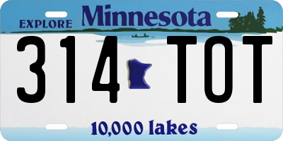 MN license plate 314TOT