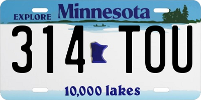 MN license plate 314TOU