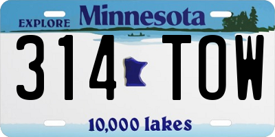 MN license plate 314TOW