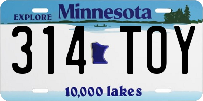 MN license plate 314TOY