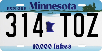 MN license plate 314TOZ