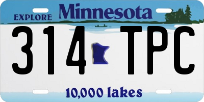 MN license plate 314TPC