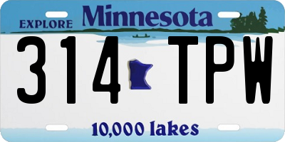 MN license plate 314TPW