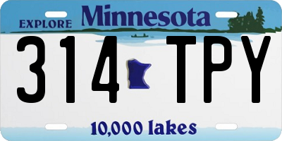MN license plate 314TPY