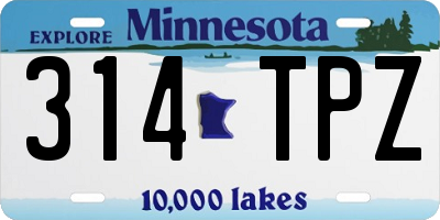 MN license plate 314TPZ