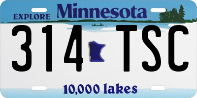 MN license plate 314TSC