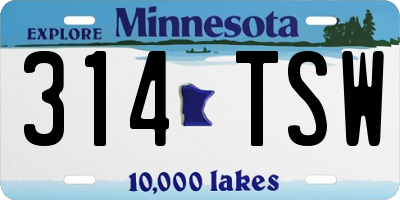 MN license plate 314TSW