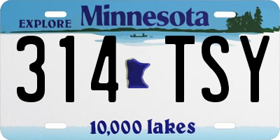 MN license plate 314TSY