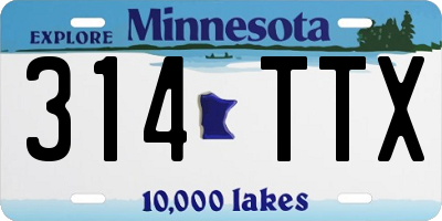 MN license plate 314TTX