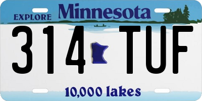 MN license plate 314TUF