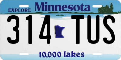 MN license plate 314TUS