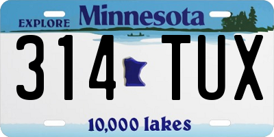 MN license plate 314TUX