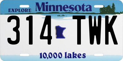 MN license plate 314TWK